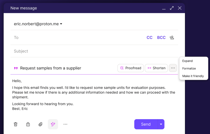 Editing features in Proton Scribe