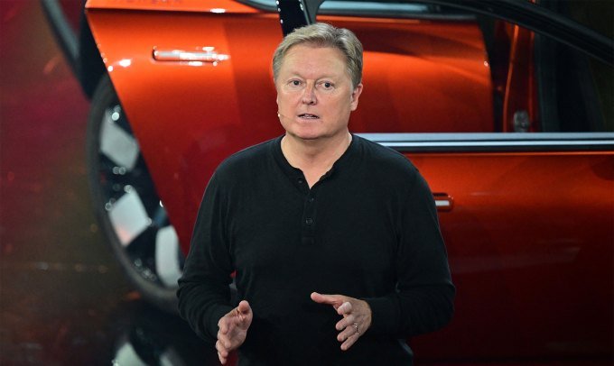 Fisker CEO Henrik Fisker on stage during the company's first 'Product Vision Day' in Huntington Beach, California, on 3rd August 2023. (Photo by FREDERIC J. BROWN/AFP via Getty Images)