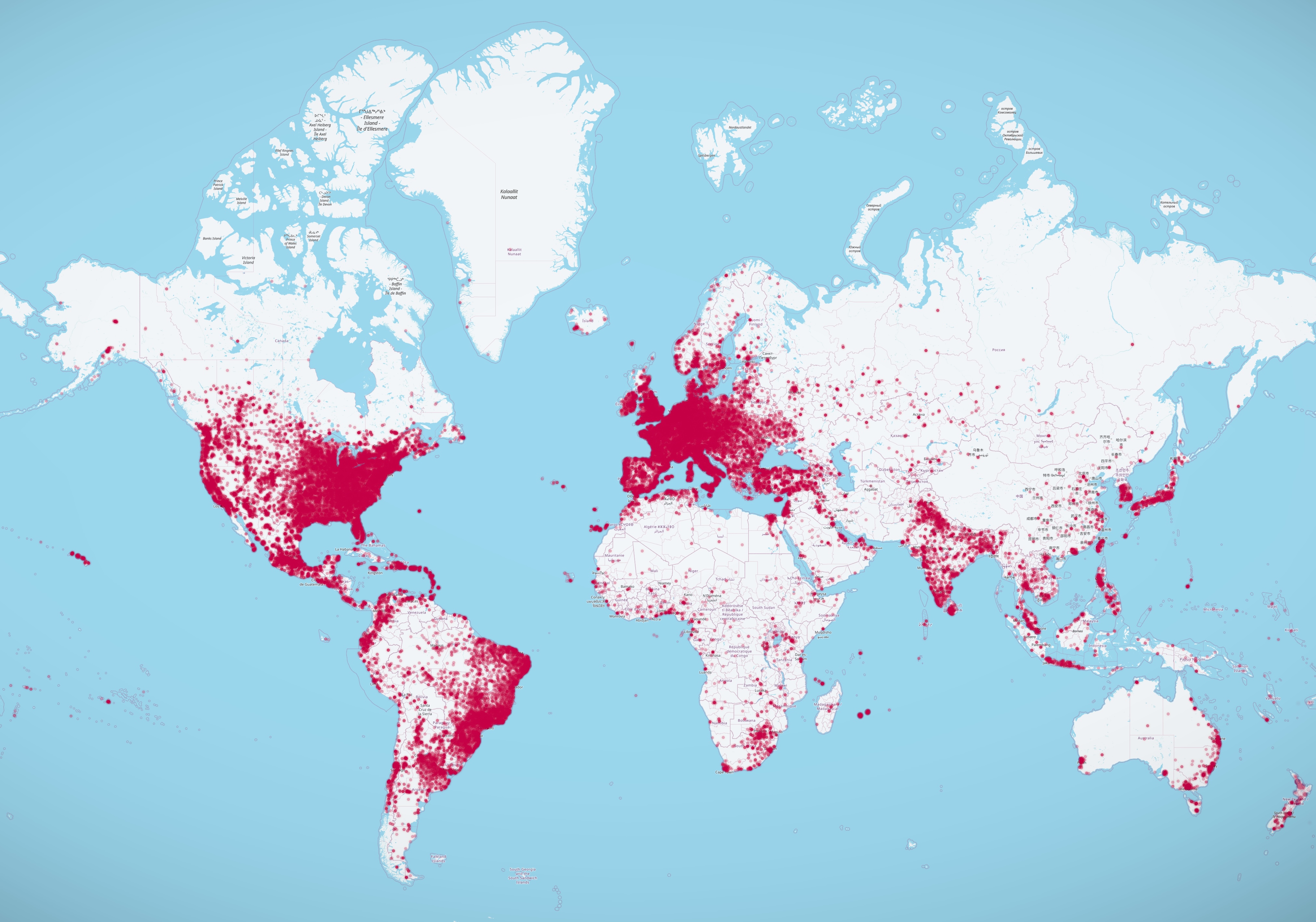 a photo illustrating global distribution of mSpy's clientele, highlighting major concentrations across various regions.
