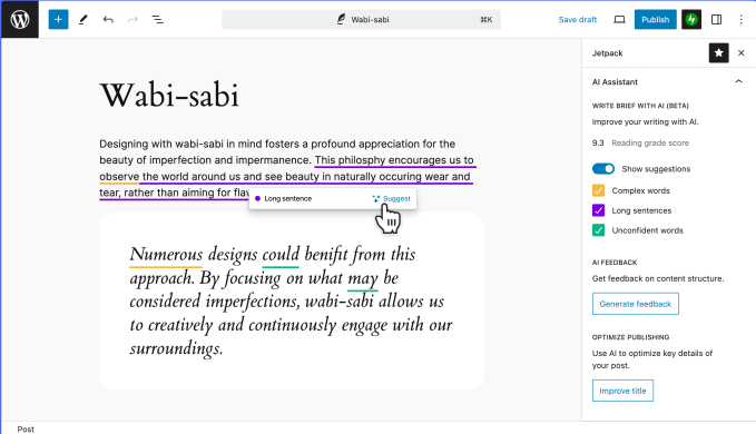 Automattic's Write Brief with AI