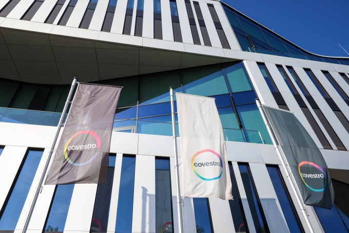An image showing the exterior of Covestro's headquarters in Germany.