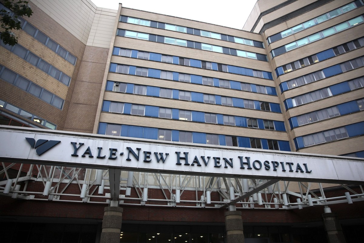 a file photo from 2014 of the outside facade of Yale New Haven Hospital in Connecticut