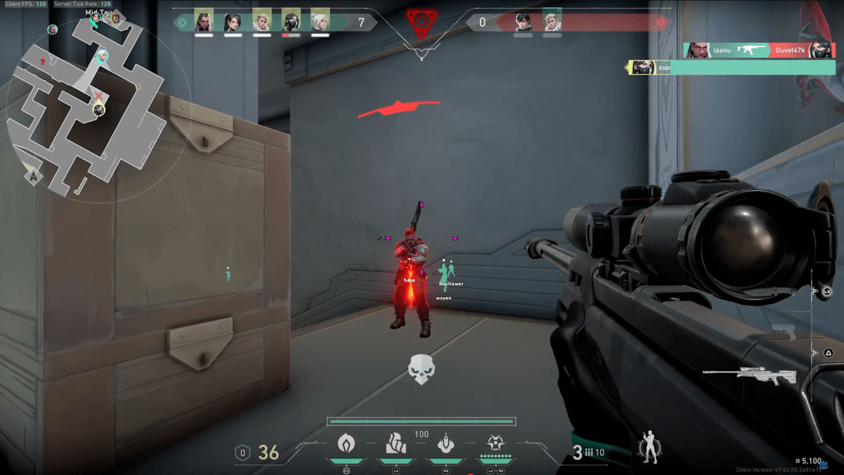 A screenshot from a game of Valorant, Riot Games