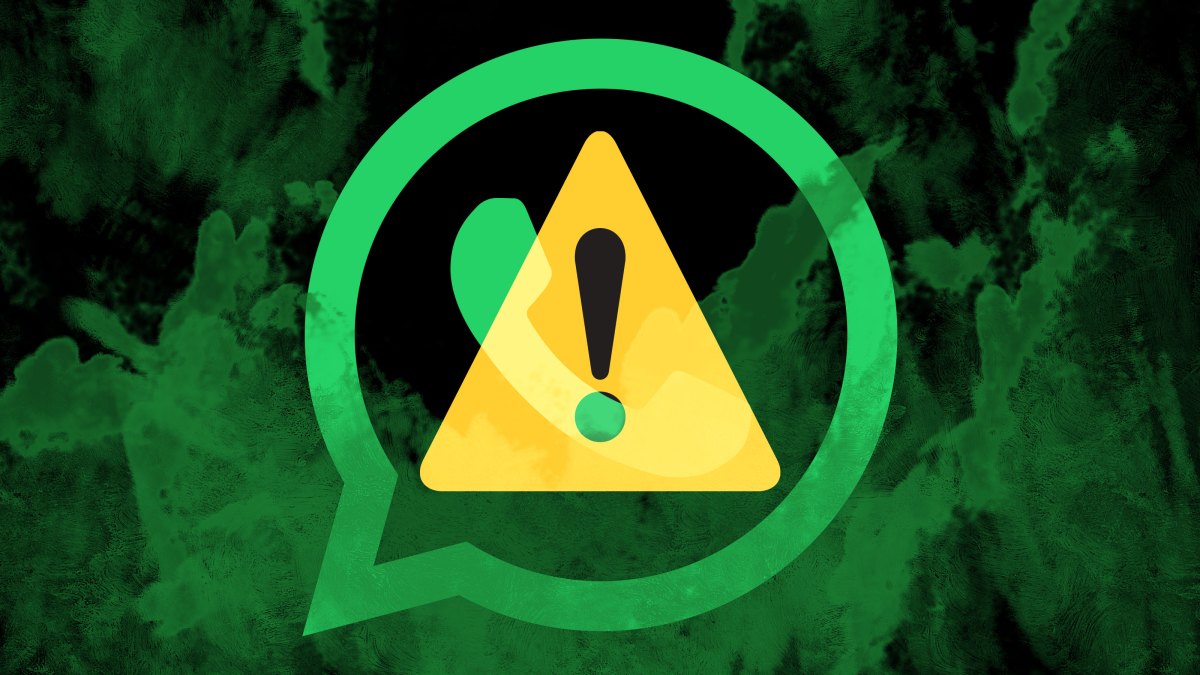 A warning symbol overlaid on toxic fumes and a Whatsapp logo.