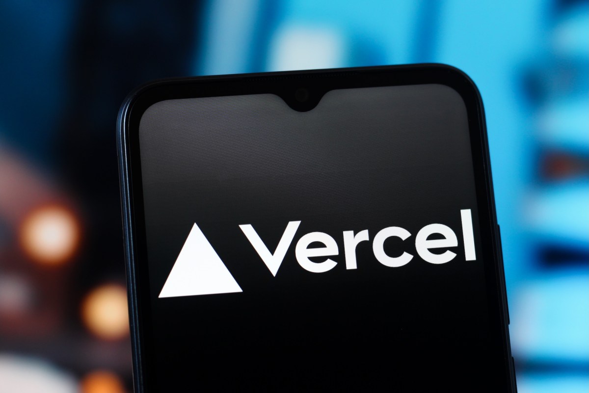 In this photo illustration, the Vercel logo is seen displayed on a smartphone screen